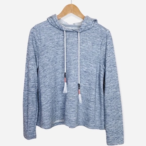 Lou & Grey Miss You Summer Pullover Hoodie Womens Small Gray Tassels Printed - Picture 6 of 10